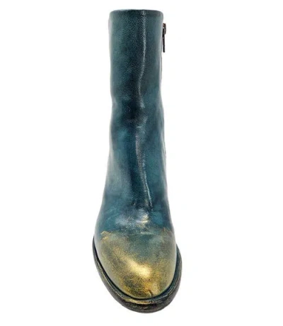Madison Maison Hand Rubbed Metallic Ankle Boot In Blue