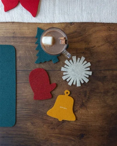 Graf & Lantz Graf Lantz Merino Wool Deck The Halls Coaster Multi 4 Pack In Multi