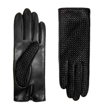 Agnelle Chloe Woven Lambskin Glove Lined In Black