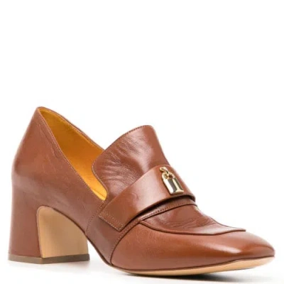 Madison Maison Leather Lock Heel Loafer In Brown