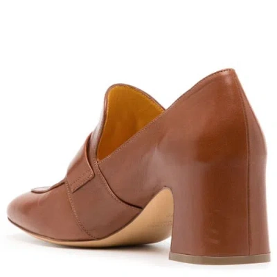 Madison Maison Leather Lock Heel Loafer In Brown