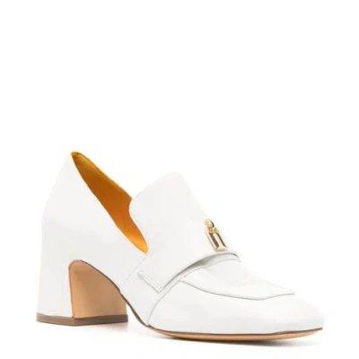 Madison Maison Leather Lock Heel Loafer In White