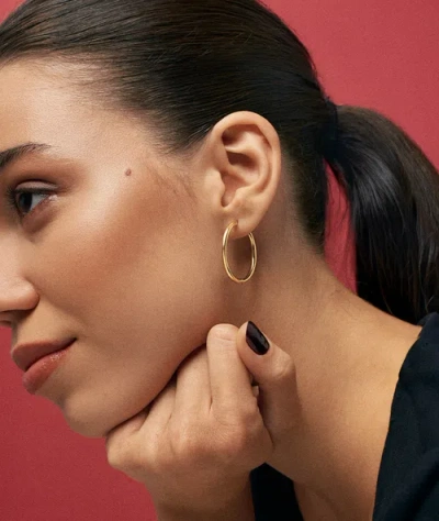 Hey Harper Small Thin Ruby Earrings In Gold