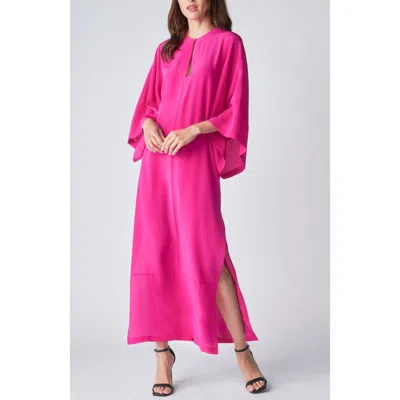 Ocean + Main Ocean+main Kimono Sleeve Silk Dress In Pink