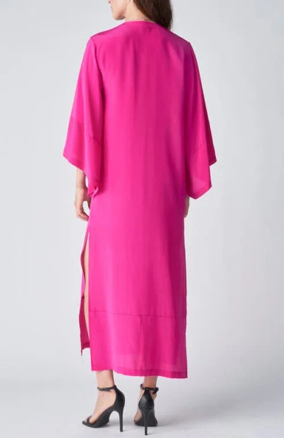 Ocean + Main Ocean+main Kimono Sleeve Silk Dress In Pink