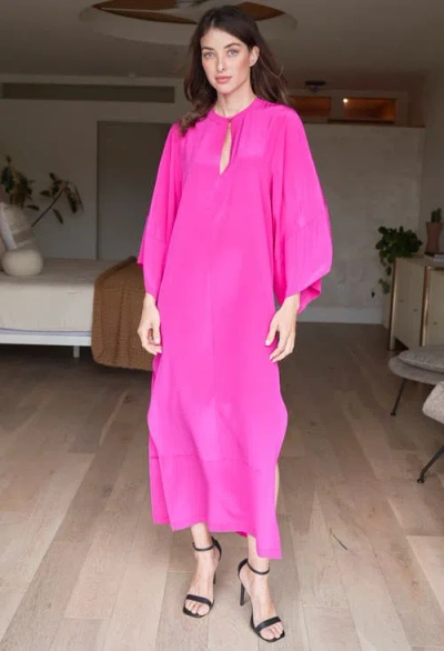Ocean + Main Ocean+main Kimono Sleeve Silk Dress In Pink