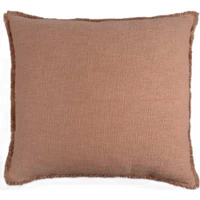 Naki & Ssam Organic Chic Solid Square Pillow Cover With Frayed Edges In Brown