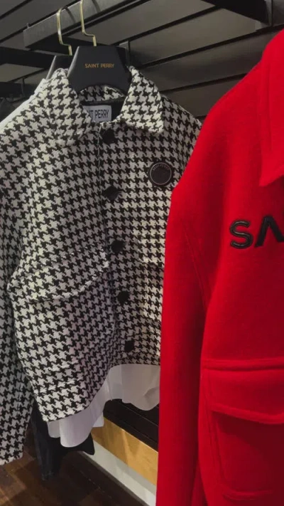 Saint Perry Houndstooth Boxy Fit Jacket In Multi