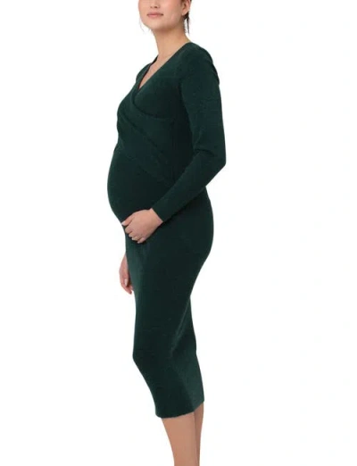 Ripe Maternity Heidi Nursing Knit Dress In Green
