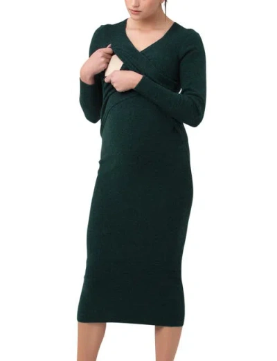Ripe Maternity Heidi Nursing Knit Dress In Green