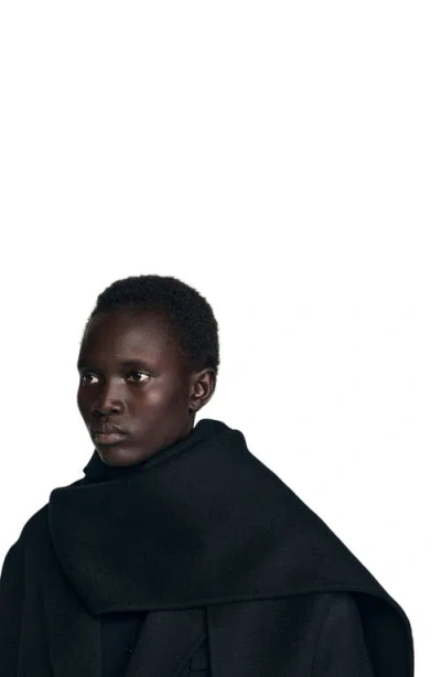 Sandro Short Coat With Integrated Scarf In Black