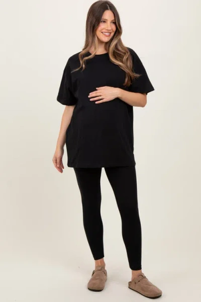 Pinkblush Oversized Crewneck Short Sleeve And Legging Set In Black