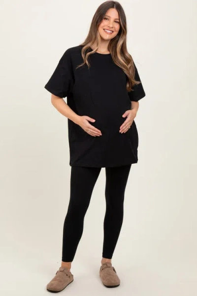 Pinkblush Oversized Crewneck Short Sleeve And Legging Set In Black