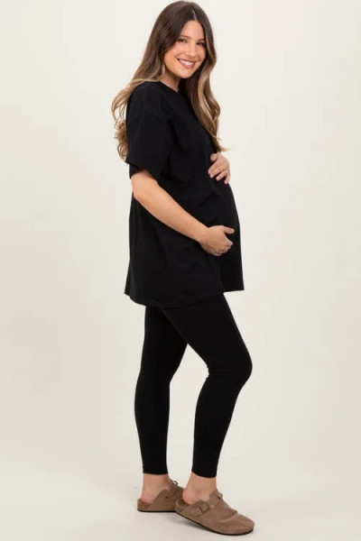 Pinkblush Oversized Crewneck Short Sleeve And Legging Set In Black