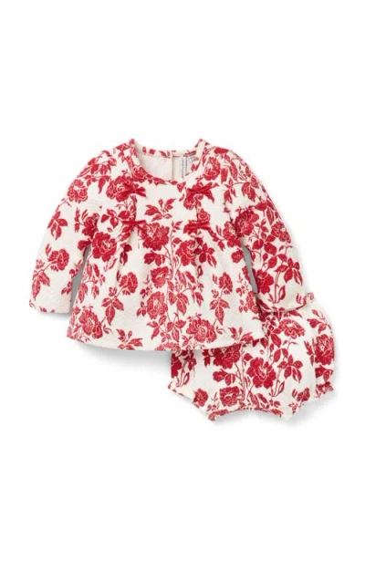 Janie And Jack The Floral Quilted Bow Matching Baby Set In Red