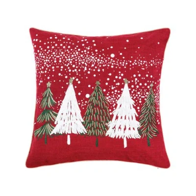 C & F Home C&f Home Snowy Trees Christmas Pillow In Red