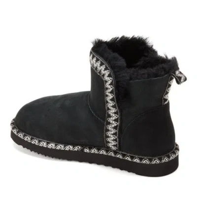 Dearfoams Fireside Perth Genuine Shearling Fold Down Bootie With Embroidery In Black