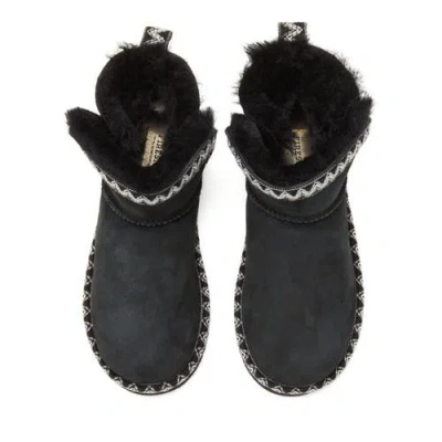 Dearfoams Fireside Perth Genuine Shearling Fold Down Bootie With Embroidery In Black
