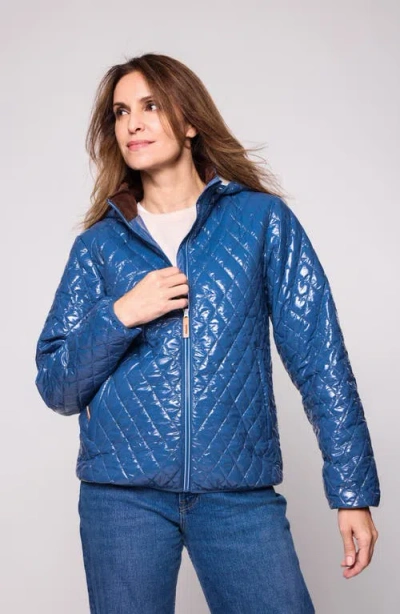 Northern Classics Shiny Quilted Puffer Jacket In Blue