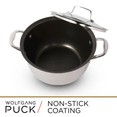 Wolfgang Puck 6 Piece Stainless Steel Pots And Pan Set In Silver