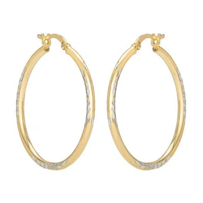 Hot Silver Round Hoop Sterling Silver Earrings In Gold