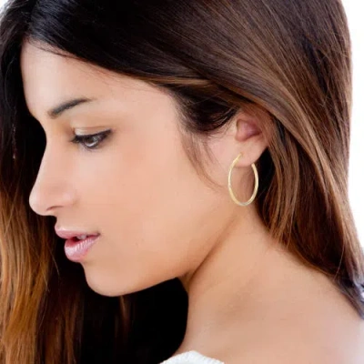 Hot Silver Round Hoop Sterling Silver Earrings In Gold