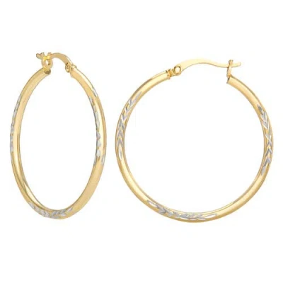 Hot Silver Round Hoop Sterling Silver Earrings In Gold