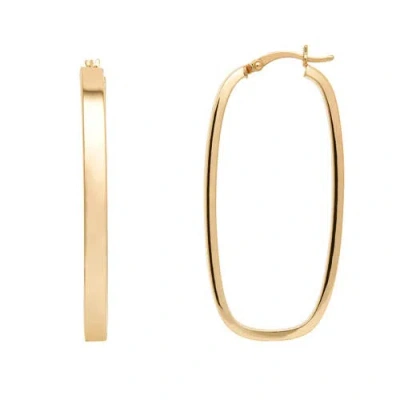 Hot Silver Rectangular Square Sterling Silver Hoop Earrings, 1.8" In Gold