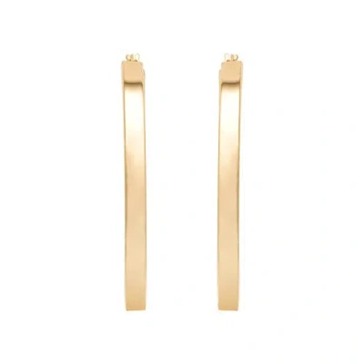 Hot Silver Rectangular Square Sterling Silver Hoop Earrings, 1.8" In Gold