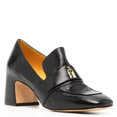 Madison Maison Leather Lock Heel Loafer In Black
