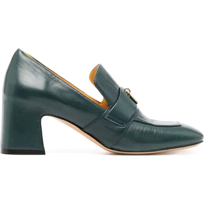 Madison Maison Leather Lock Heel Loafer In Green