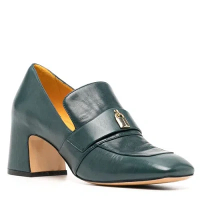 Madison Maison Leather Lock Heel Loafer In Green