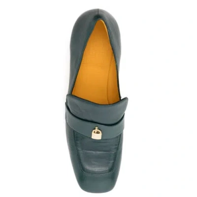 Madison Maison Leather Lock Heel Loafer In Green