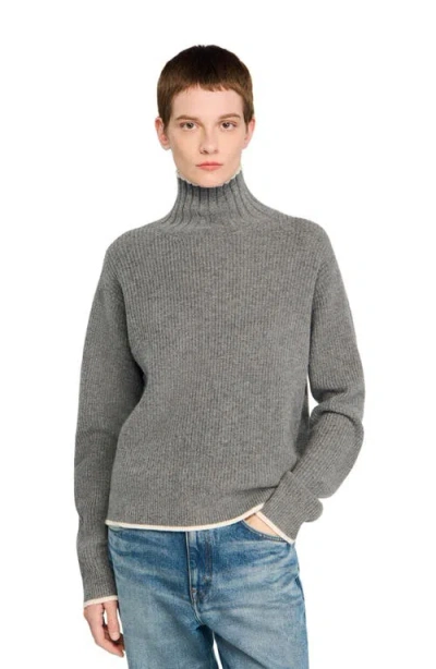 Sandro Julian Turtleneck Sweater In Gray