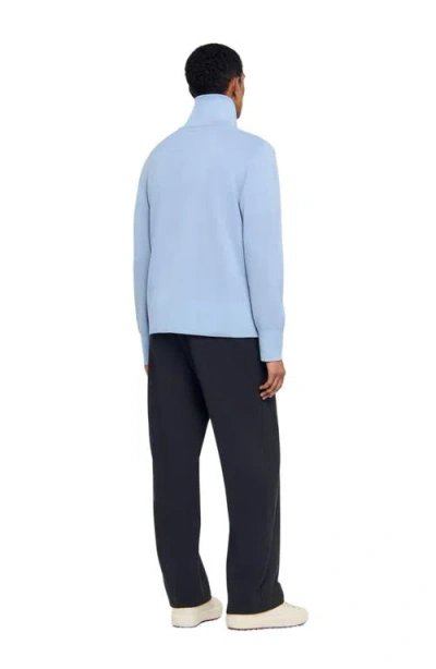 Sandro Wool Trucker Sweater In Blue