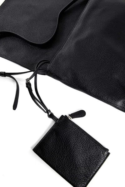 The Row Nuance Leather Shoulder Bag In Black