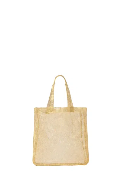 The Row Imogen Mini Tote Bag In Brass Mesh In Gold