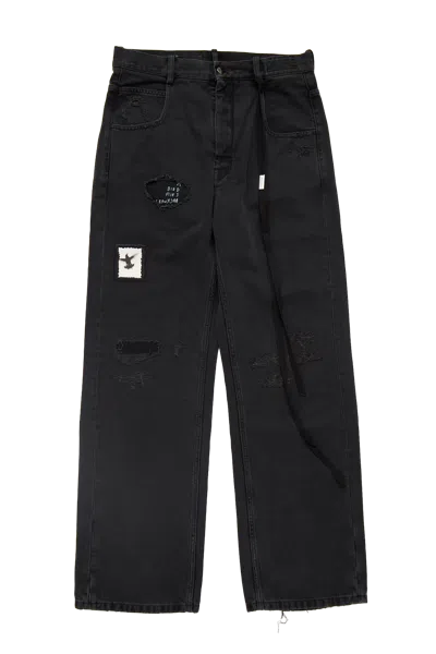 Ann Demeulemeester Ronald 5-pockets Comfort Trousers With Printed Patches Faded Grey In Gray
