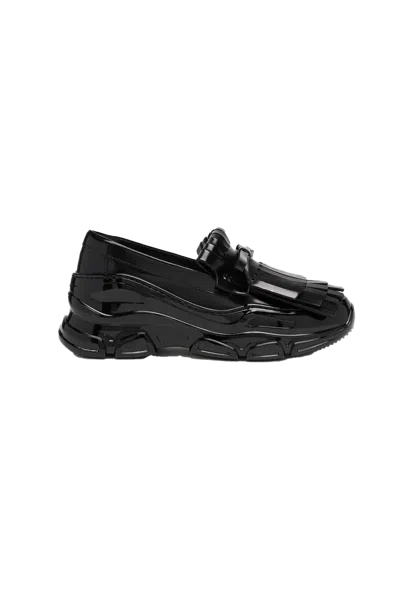 Simone Rocha Tracker Loafer Fringed Leather Sneakers In Black