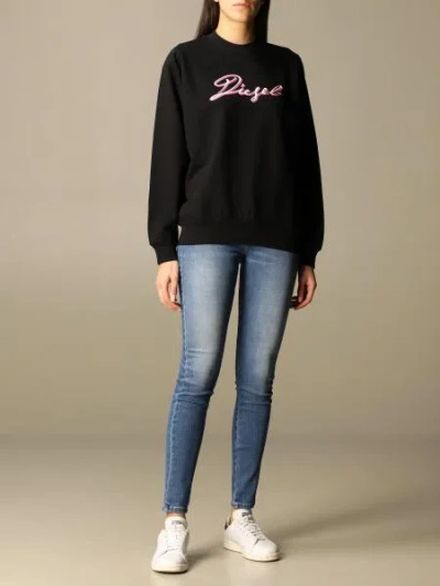 Diesel F-ang-k15 Logo-print Rib-trimmed Sweatshirt In Black