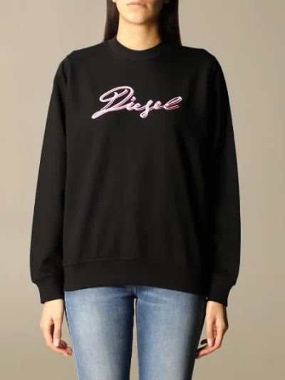 Diesel F-ang-k15 Logo-print Rib-trimmed Sweatshirt In Black