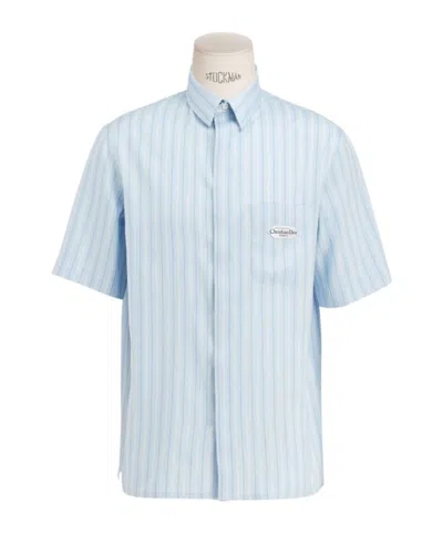 Dior Poplin Striped Shirt In Blue