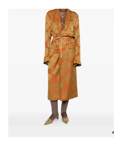 Dries Van Noten Drawstring-waist Patterned Coat In Multi