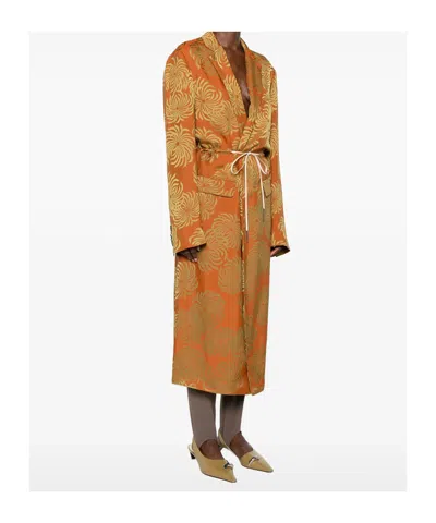 Dries Van Noten Drawstring-waist Patterned Coat In Multi