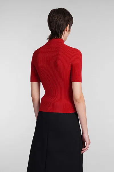 Courrèges Knit Viscose Blend Logo Top In Red