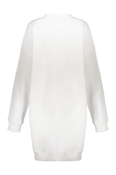 Diesel Logo Print Cotton Sweaterdress In White