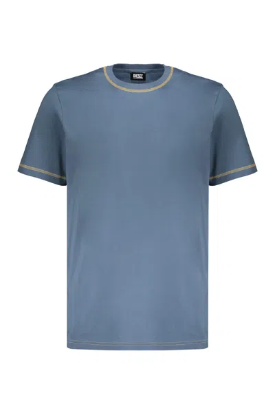 Diesel Complete Cotton Jersey Two-piece Pajama Set With Simple T-shirt In Blue