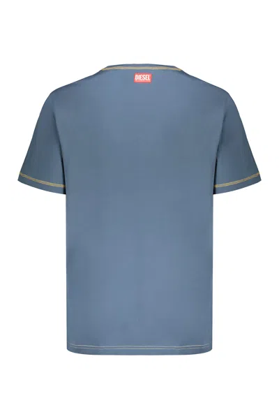 Diesel Complete Cotton Jersey Two-piece Pajama Set With Simple T-shirt In Blue