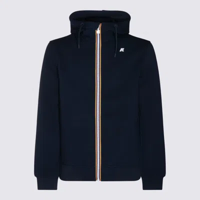 K-way Hooded Jacket With Side Pockets And Cuffs In Blue