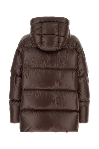 Jil Sander Chocolate Nylon Down Jacket In Brown